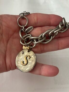 Jewel Kade Initial "S" Pendant Necklace and Bracelet Set - Silver and Gold